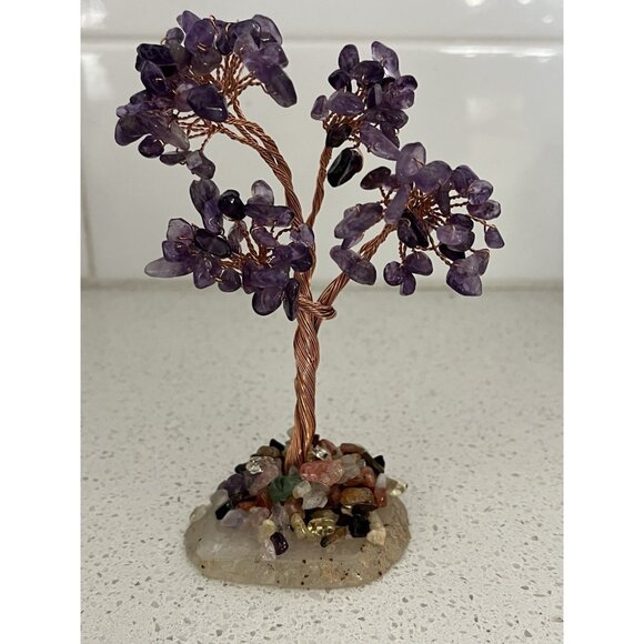 Bonsai Amethyst Crystal Tree Feng Shui Healing Good Luck Prosperity 5" tall - Picture 2 of 7